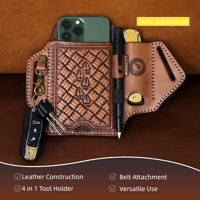Leather Cell Phone Case Knife Sheath Belt Carry Holder EDC  display picture 3