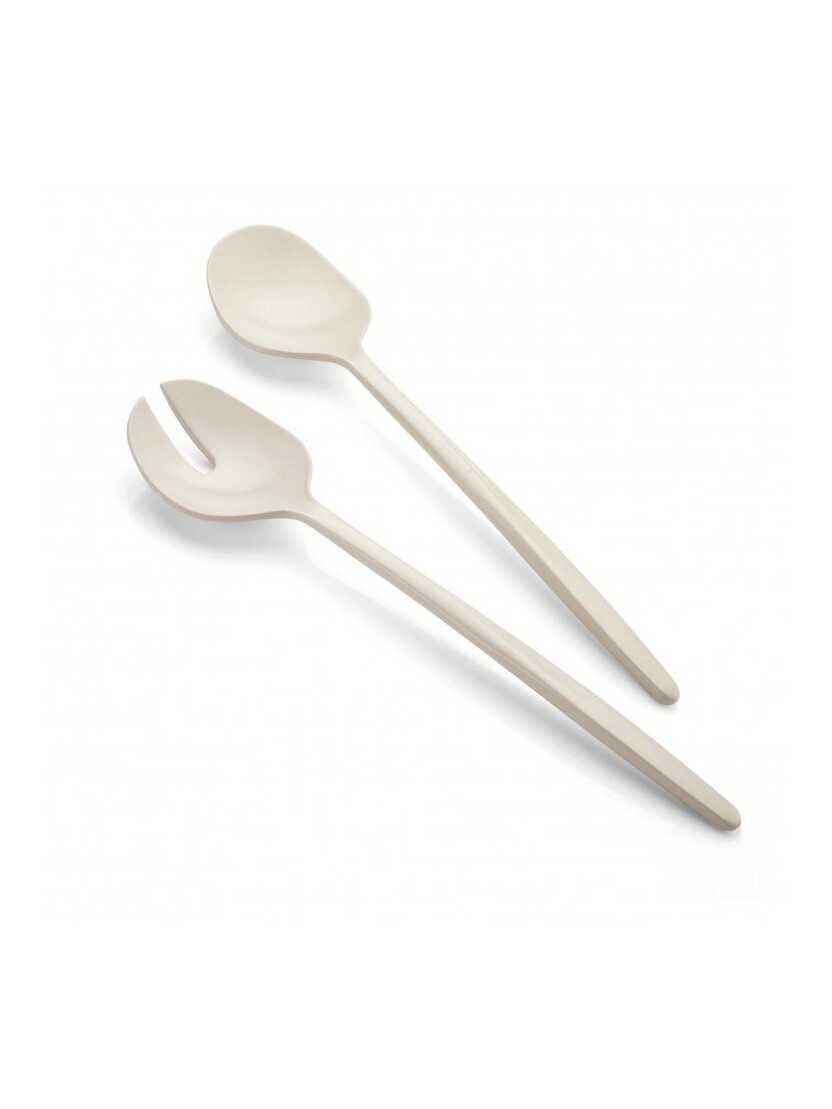 Cubiertos De Ensalada Guzzini Colección Tierra Blanco 106101156
