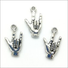 Lot 50pcs I love you gesture Antique Silver Charms Pendants Jewelry Making DIY