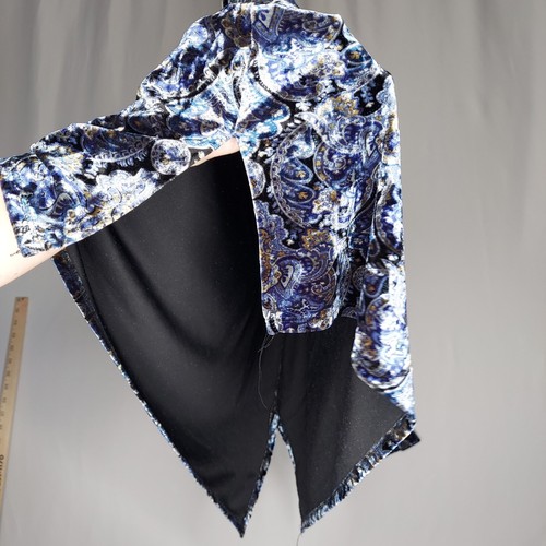 Venezia Vtg Velvet Top Women 18/20 Paisley Tie Neck Long Sleeve Stretch Y2K - Picture 5 of 10