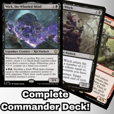 mtg witch deck commander MTG Commander Deck EDH Deck Commander Wick, the Whorled Mind 100 Magic  Cards Custom Deck Rats Snail Bloomburrow Grixis main image 1