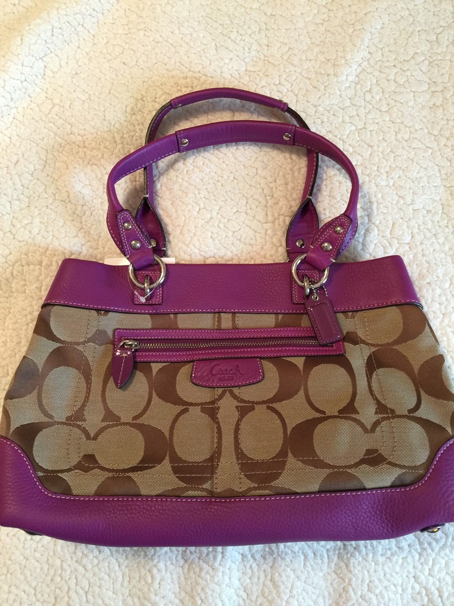 NWT Coach Penelope Tote/Shopper #14422 - Khaki/Berry | eBay