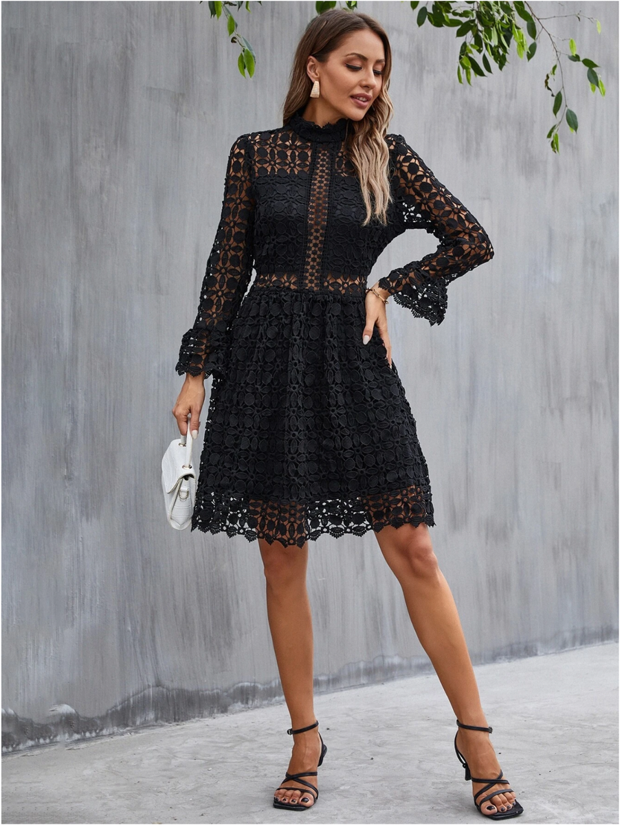 black lace dolce and gabbana dress Dolce & Gabbana Black Lace Sheer Cocktail Dress – The Kit Vintage main image 1