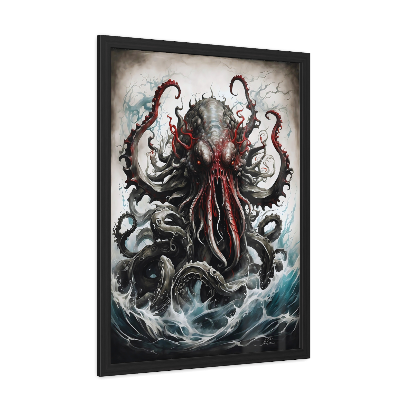 Mythical Kraken Greek Mythology Wooden Framed Wall Art for Home and Office Decor  