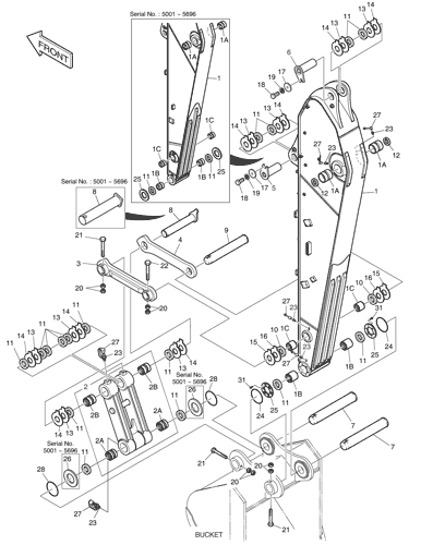 3090726 bucket pin fits hitachi zax70 zax75 deere 70c 80c 75g 80g