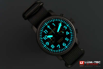 Lum-Tec Mens Watch Combat B64 Chronograph 43mm Black Dial Miyota