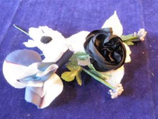 Retro Millinery Flower Collection 2-3" Black White Pearl Navy Unique H2032