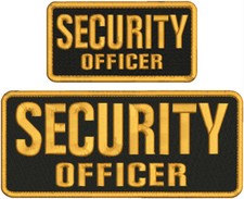 SECURITY OFFICER Embroidery patches 4 X 10 and 3x6 hook on back gold on black