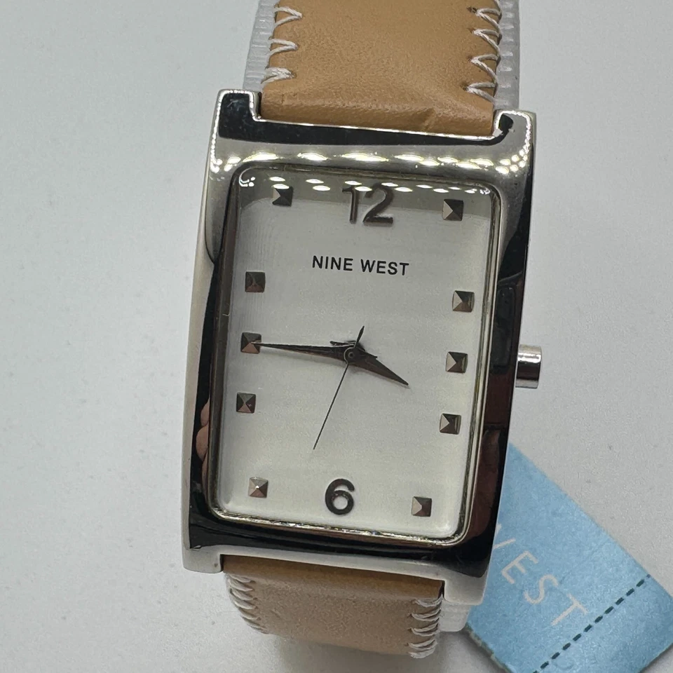 Reloj de Cuarzo Nine West Unisex Plateado Rectángulo Japón Movt Analógico Batería Nueva Foto 3 de 4