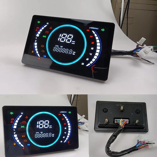 12V Universal Adjustable LED Digital RPM Dashboard With Temperature Gear 199km/h - Picture 4 of 8