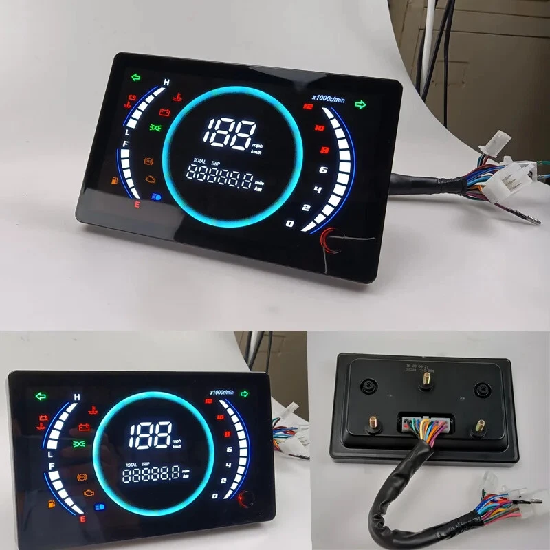 12V Universal Adjustable LED Digital RPM Dashboard With Temperature Gear 199km/h - Image 4 of 4