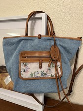 Polo Ralph Lauren Denim Multi Floral Medium Bellport Tote Bag Nwt