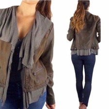 Chaqueta HEI HEI Anthropologie Marrón Cuero Vegano CAUSEWAY Mujer Pequeña Cremallera