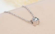 2ct. Sim Diamond Solitaire Necklace Sterling Silver 925 Stamped