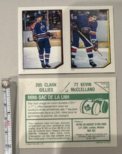 1986 OPC Sticker 205 Clark Gillies 77 Kevin McClelland NHL Hockey O-Pee-Chee