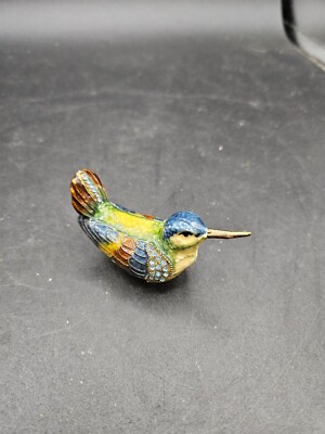 Hummingbird Enamel/Jeweled Trinket Box Multicolored