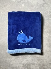 Nautica Kids Baby Blanket Blue Whale Water Soft Plush Fleece Lovey 30"x40"