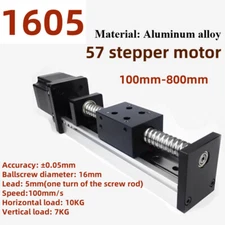 100-800mm Slide Table 1605 Single Track Ball Screw Linear Rail Motion W/57 Motor
