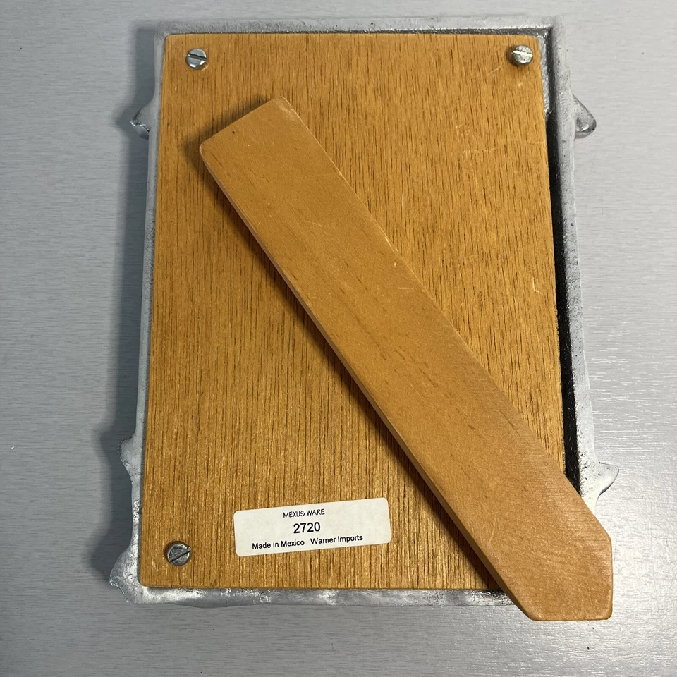 Vintage Mexican Pewter Picture Photo Frame Beach Theme Wood Back  8.5x6.5” - Image 4 of 4