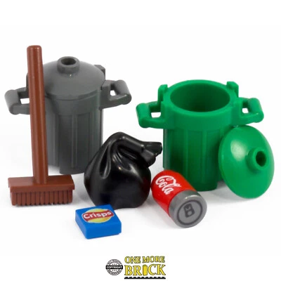 LEGO Bins | Trash cans with rubbish bag and crisp packet/coke can