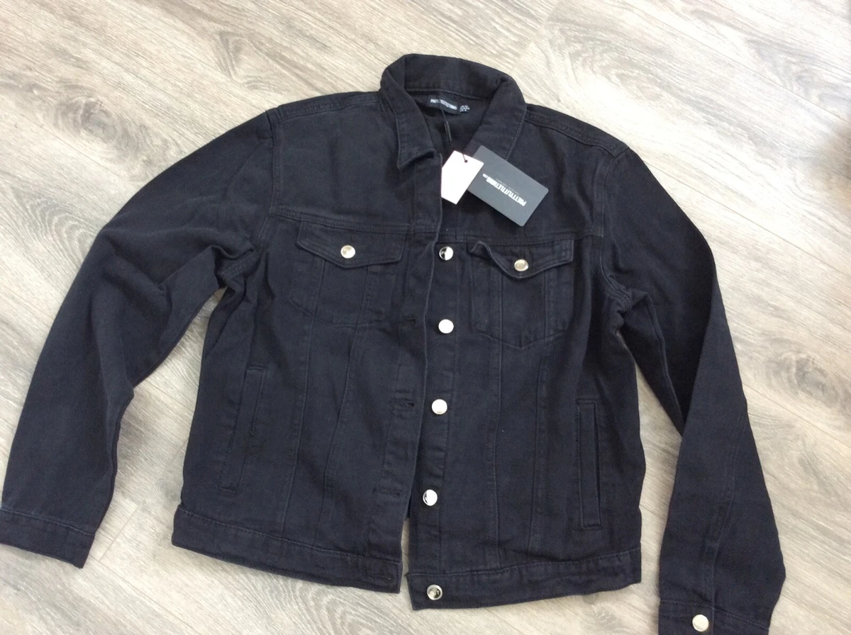 Pretty little thing black denim jacket cheap