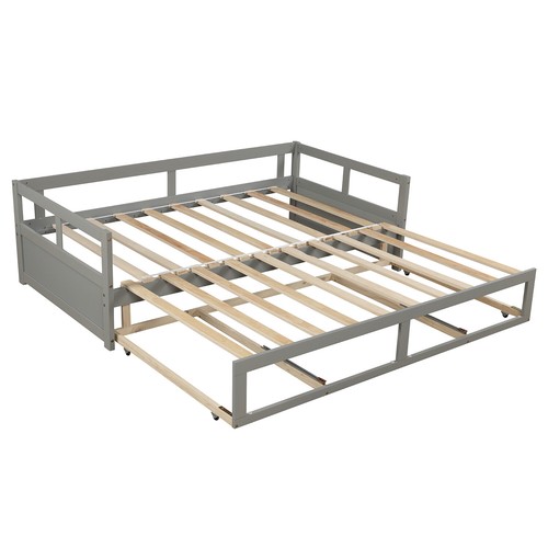 Modern Twin Size Extendable Bed Frame Daybed Sofa Bed +Trundle 2 Drawers Bedroom - Picture 8 of 9