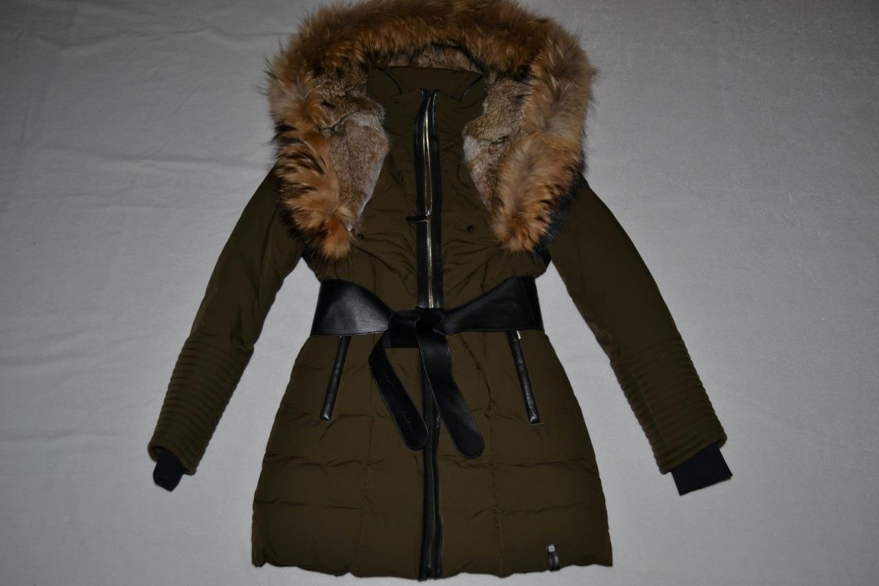 AUTHENTIC RUDSAK WOMENS MODA DOWN PUFFER COAT FUR CEDAR GREEN  XS XSMALL NEW image 3
