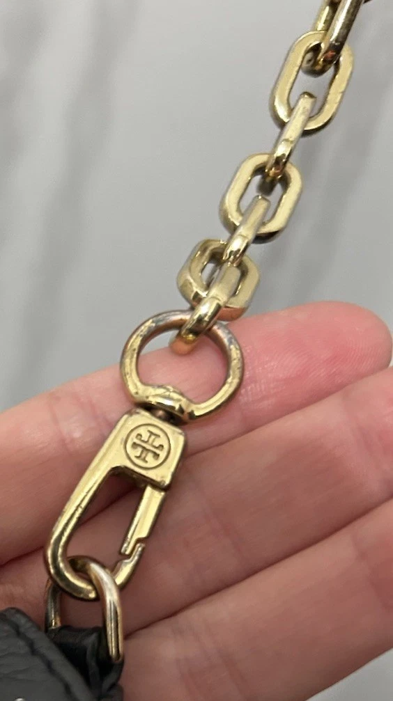 Borsa a tracolla Tory Burch Mercer catena pelle ciottoli nero scuro