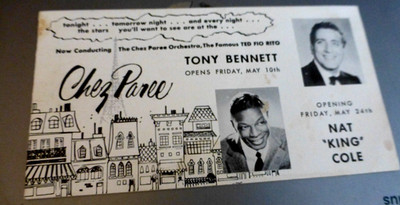 VINTAGE CARD CHEZ PAREE NIGHTCLUB CHICAGO NAT KING COLE TONY BENNETT 1950's