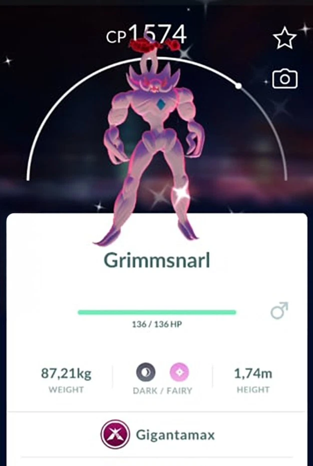 Shiny gmax Grimmsnarl Gigamax - PC 20k stardust - Beschreibung lesen