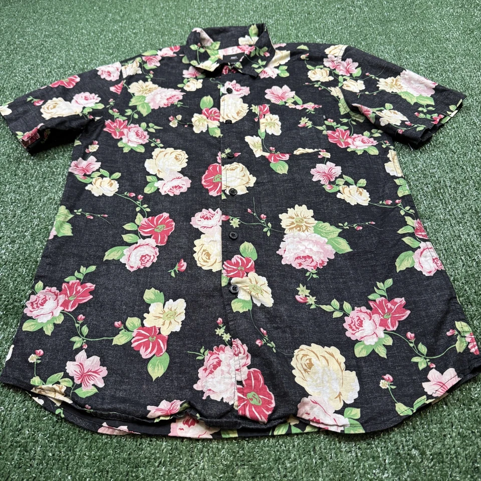 Obey Button Down Floral Shirt Men's Size S Black Short Sleeve Streetwear Skater - Image 3 of 4