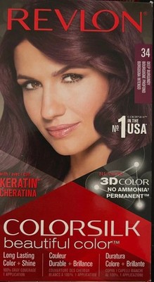 Revlon ColorSilk Beautiful Color  Hair Color - 34 Deep Burgundy - Pack of 4