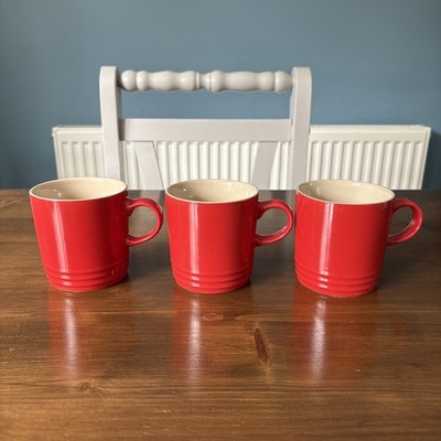 Le Creuset Steinzeug 3x Becher 350ml / 12oz rot��