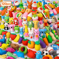 120 Pack Animal Pencil Erasers for Kids, 3D Mini Puzzle Take Apart Erasers, Desk