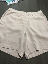 Pure Jill J. Jill Gray Light Beige 100 Linen Garment Dyed Shorts Womens Sz M 7