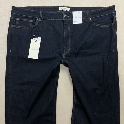 Dunkelblaue Damenjeans M&S Autograph Straight Ankle Größe 24 S neu mit Etikett (508H)