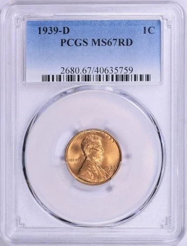 1939-D Lincoln Cent PCGS MS-67 RD