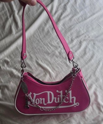 Von Dutch Hot Pink Shoulder Bag Faux Leather Y2K 2000s Handbag Purse New