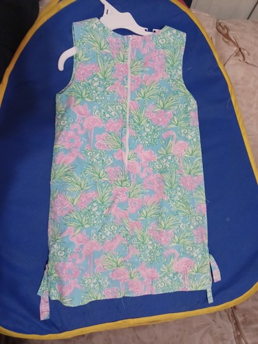 Lilly Pulitzer Flamingo Pelican Shift Dress Pink Green Blue Girls (Sz 7) - Picture 7 of 11