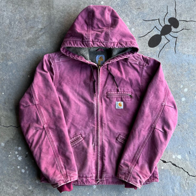 Vintage y2k WOMENS pink WJ141 648 carhartt hooded work wear