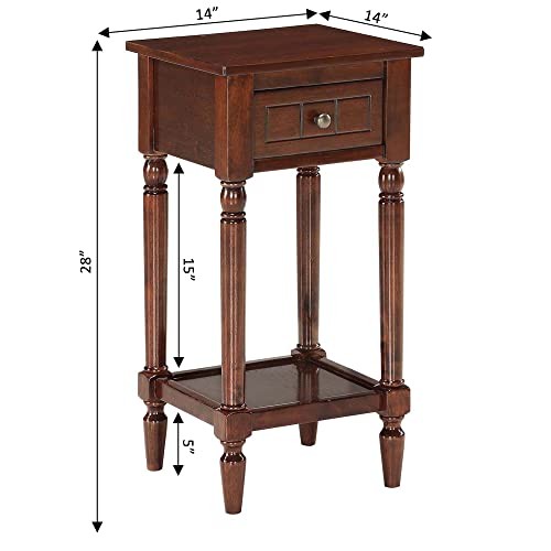French Country Khloe 1 Drawer Accent End Table 14" - Traditional Espresso - Picture 4 of 6