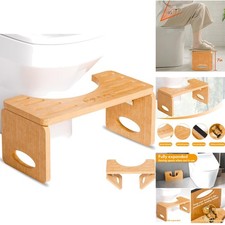 Foldable 7-Inch Bamboo Toilet Stool Anti-Slip Surface for Comfortable Squatting
