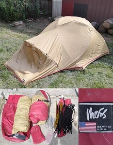 Moss  Little Dipper 3-Person Dome Tent Vintage Beige USA w/ All Parts *J5831