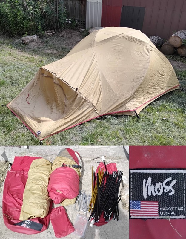 Moss  Little Dipper 3-Person Dome Tent Vintage Beige USA w/ All Parts *J5831