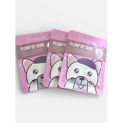 3x The Creme Shop Plump Up Skin French Bulldog Collagen Face Mask NEW