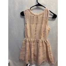 BB Dakota Lace Overlay Fit Flare Dress Peach Pink Sleeveless Women Small