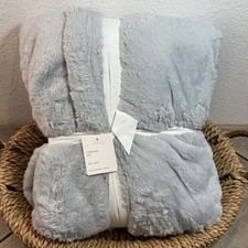 POTTERY BARN FIRESIDE FLEECE ROBE, UNISEX LARGE  GRAY  COZY HOODED SOFT