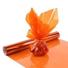 Orange Cellophane Wrap Roll Translucent 16 In x 100 Ft, Colored Paper Gift Bask