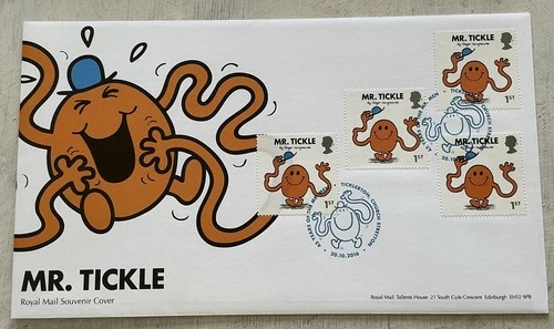 GB QEII 2016 Mr Men Mr. Tickle Numbered RoyalMail FDC Ticklerton Church Stretton