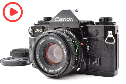 Canon A-1 Black 35mm Film Camera Body NFD 50mm F/1.8 Lens From Japan [Exc+5] 011